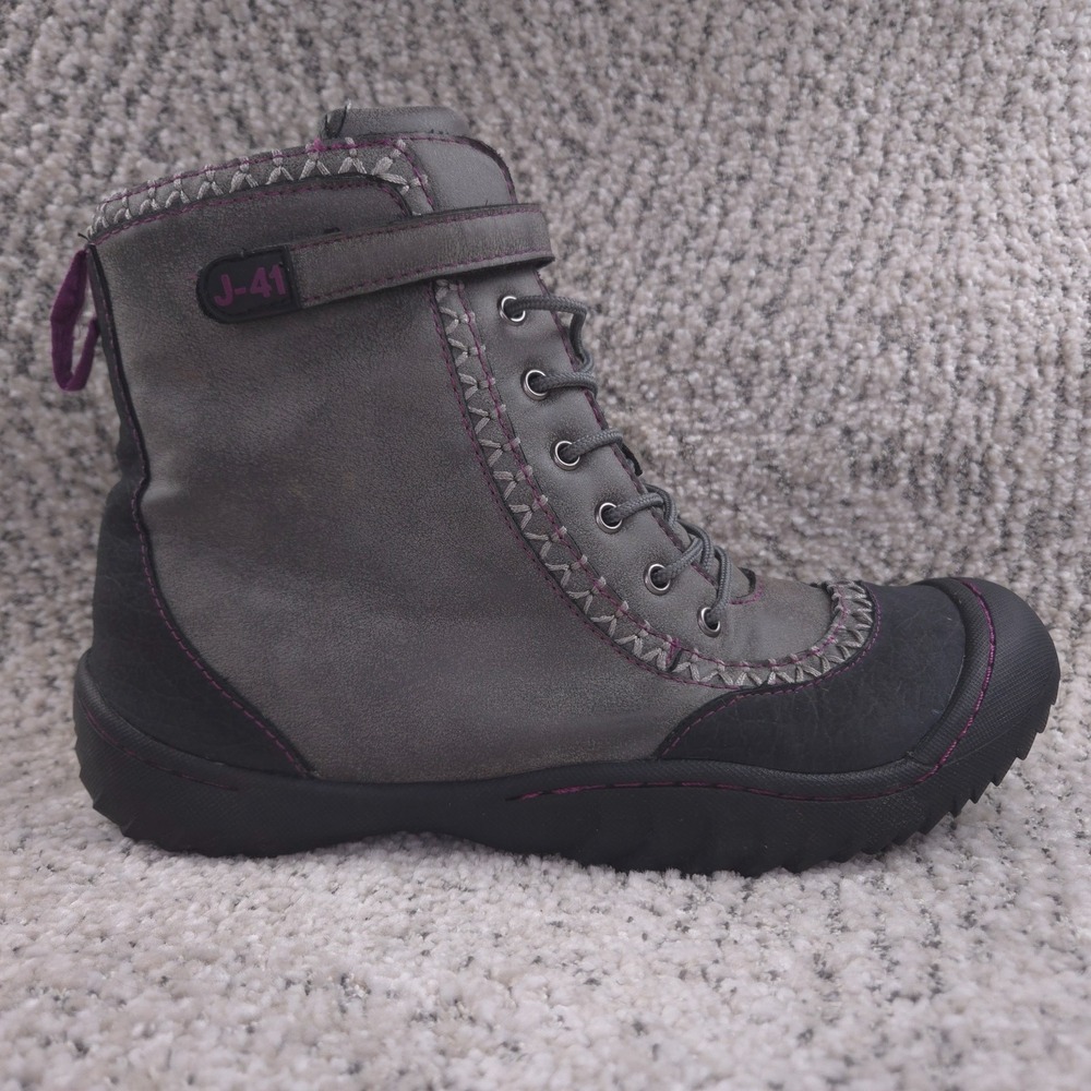 J-41 Boots Womens Size 10 M Srina Vegan Leather Gray‎ Walking Ankle J41 Lace Up